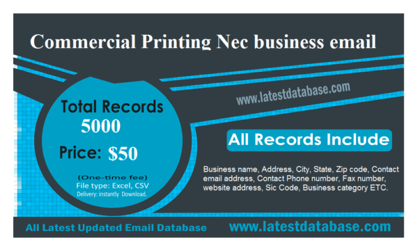 Commercial Printing Nec business email list