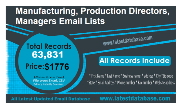 Manufacturing, Production Directors, Managers Email Lists