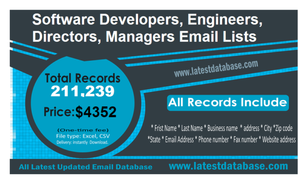 Software Developers, Engineers, Directors, Managers Email Lists